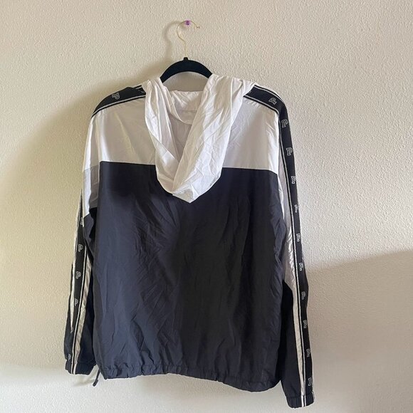 Pink Victorias Secret Womens Gray White Full‎ Zip Hooded Windbreaker Jacket M/L - Picture 3 of 3
